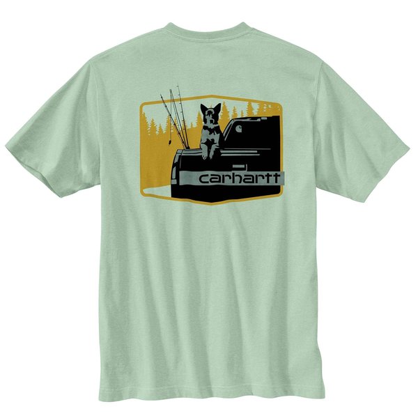 Carhartt Loose Fit Heavyweight Short-Sleeve Pocket Dog Graphic T-Shirt, Jade Heather, Small, REG 105716-GA0SREG